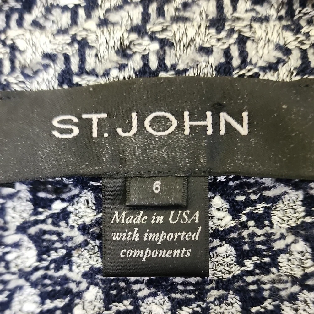 St. John Blue and Gery Textured Blazer Womens Size 6